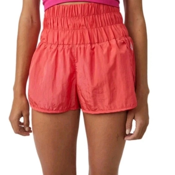 free people movement Pants - FP Movement The Way Home Shorts Orange Lined Size Small High Elastic Waist